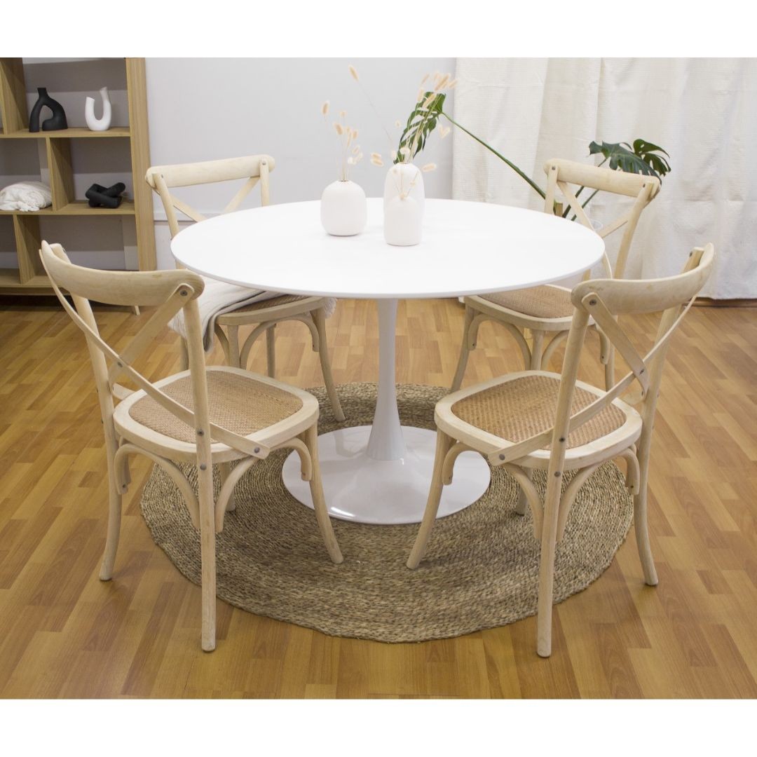 mesa-tulip-white-100-m-4-sillas-cross-antique